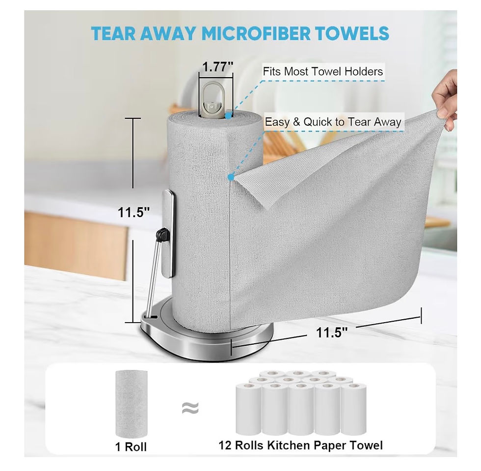 Thumbnail: AIDEA Microfiber Cleaning Cloth Roll, 50PK, Paper Towels Reusable Grey Tear Away