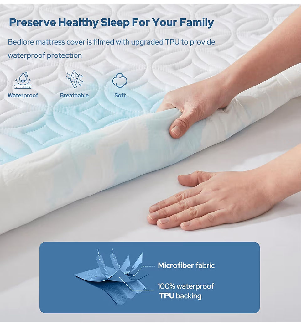 Thumbnail: BEDLORE Waterproof Mattress Protector, King Size Noiseless Mattress Pad with Dee