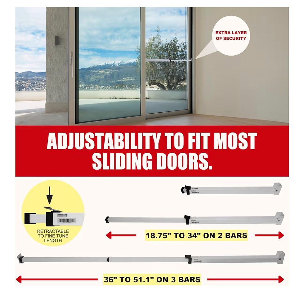 Thumbnail: SECURITYMAN Sliding Door Security Bar-Child Proof Sliding Door Lock Bar with Ant