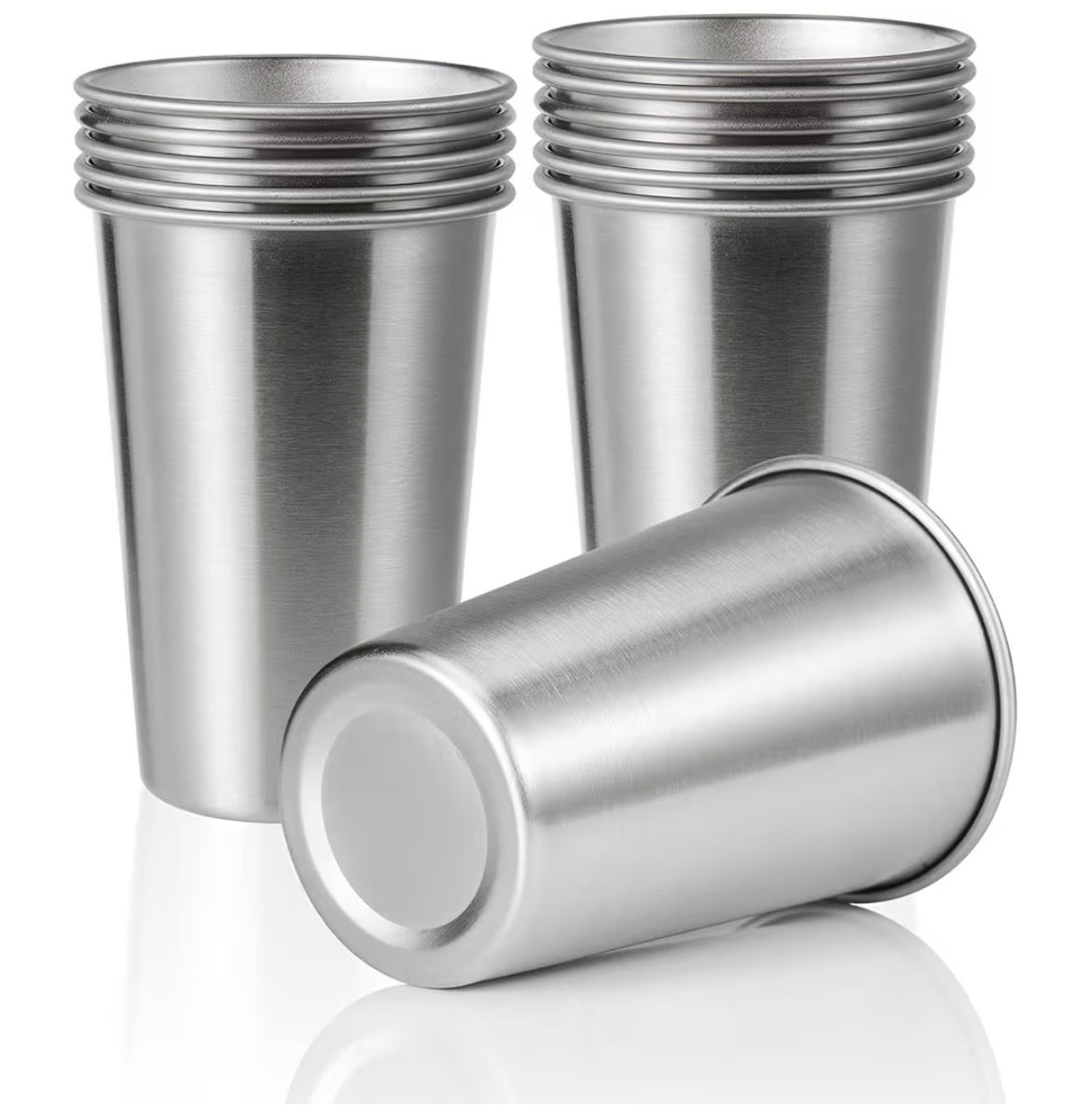12 Pack 16oz Stainless Steel Pint Cup,Healthy Unbreakable and Stackable,Metal Dr