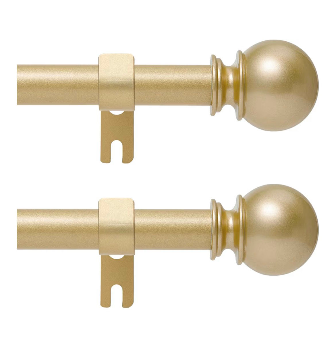 Gold Curtain Rod for Windows 28 to 48 Inch,2 Pack 5/8 Inch Diameter Adjustable R