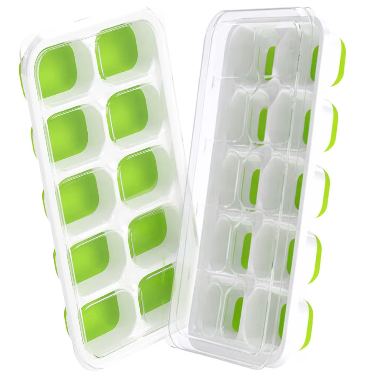 DOQAUS Ice Cube Tray with Lids - 2 Pack Stackable Silicone Ice Trays for Freezer