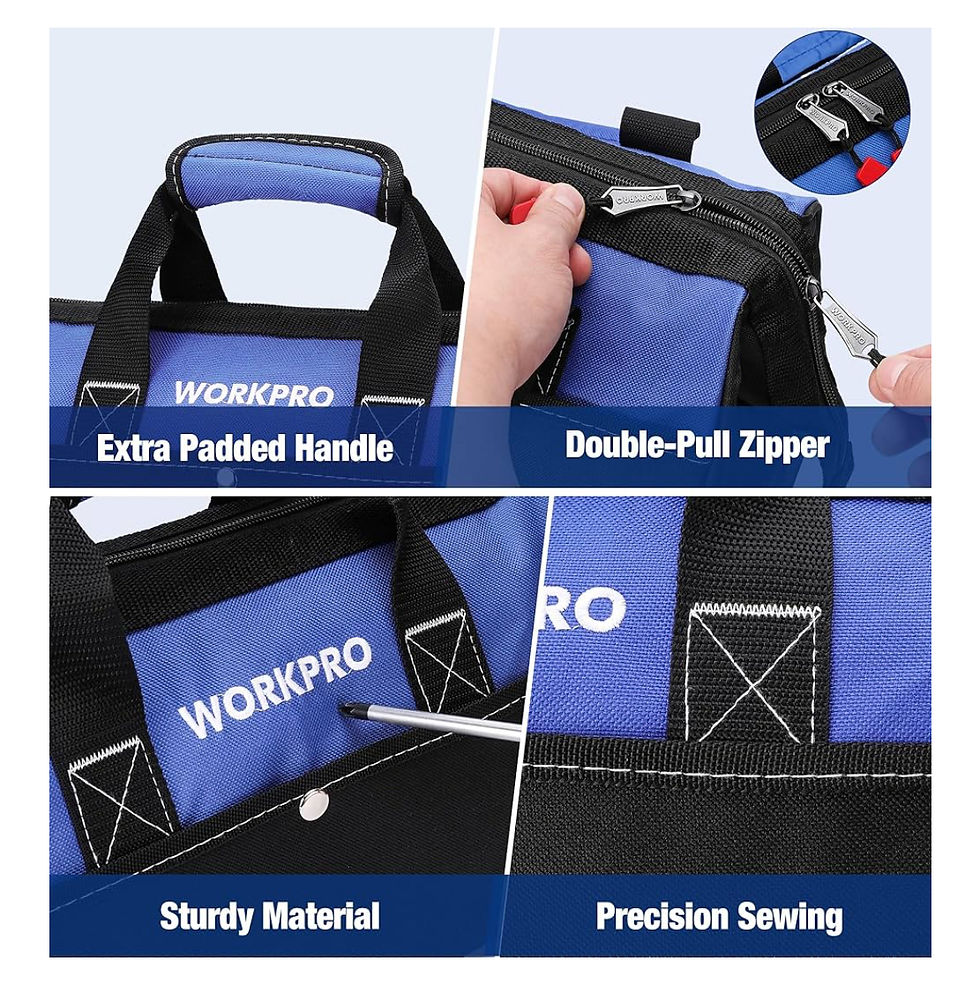 Thumbnail: WORKPRO 13-inch Tool Bag, Wide Mouth Tool Tote Bag with Inside Pockets for Tool 