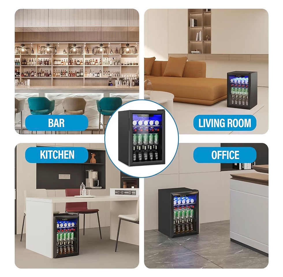 Thumbnail: Compact Beverage Refrigerator, 105 Can/2.7 Cubic Feet Fridge with Glass Front Do