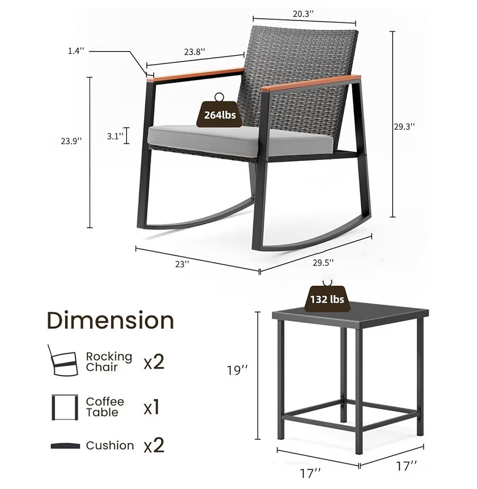 Thumbnail: Bealife 3 Piece Outdoor Patio Wicker Furniture Set, Outdoor Patio Rocking Bistro