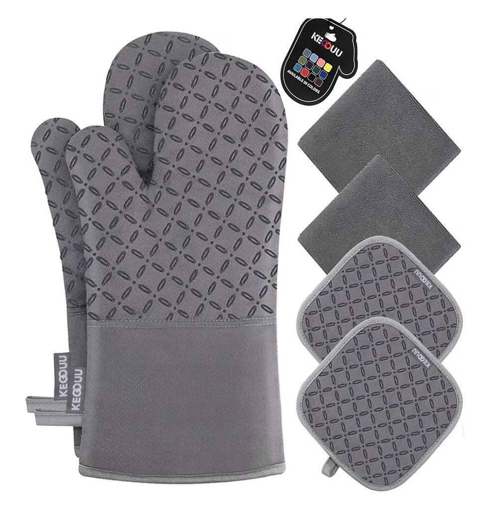 Thumbnail: KEGOUU Oven Mitts and Pot Holders 6pcs Set, Kitchen Oven Glove High Heat Resista