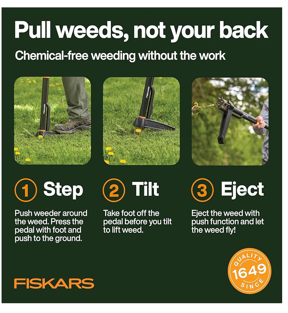 Thumbnail: Fiskars 4-Claw Stand Up Weed Puller Tool, Gardening Hand Weeding Tool with 39" L