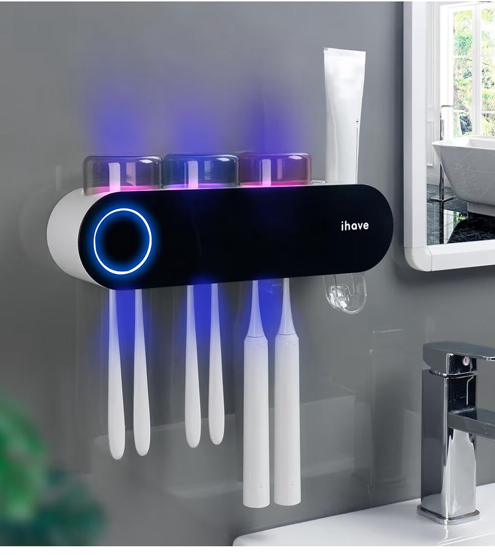 iHave Wall Mounted Electric Toothbrush Holders with 3 Cups, UV Sanitizer, Toothp