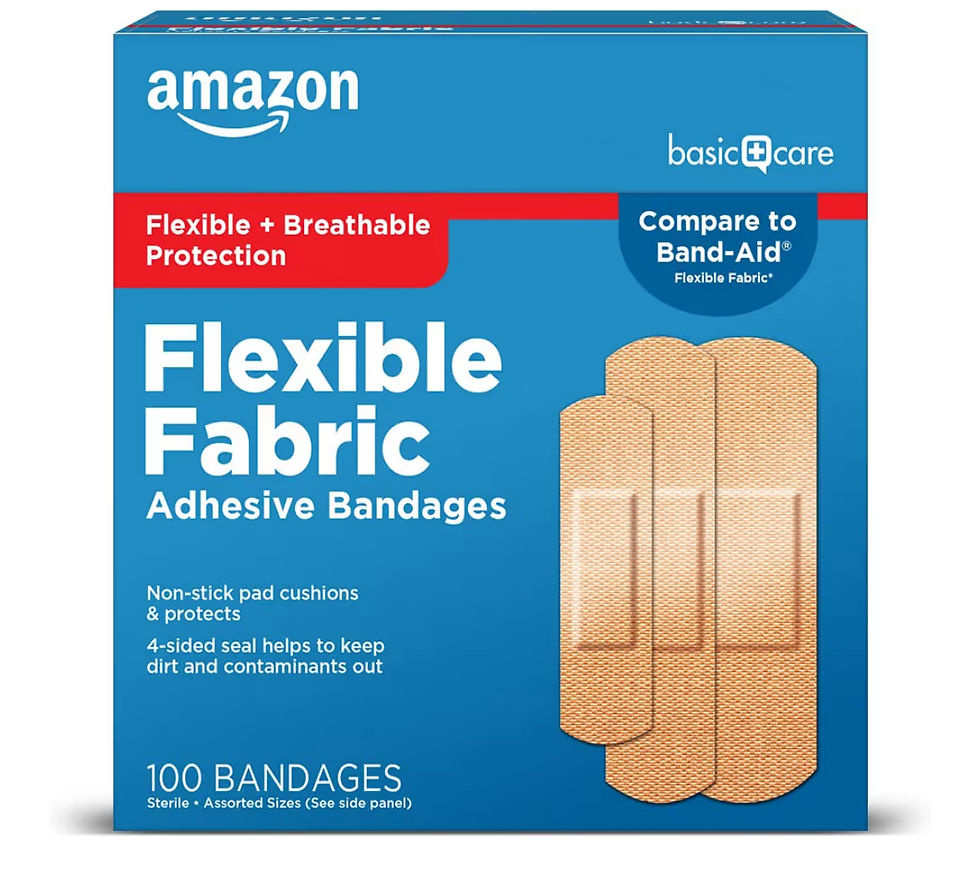 Amazon Basic Care Flexible Fabric Adhesive Bandages, First Aid and Wound Care Su