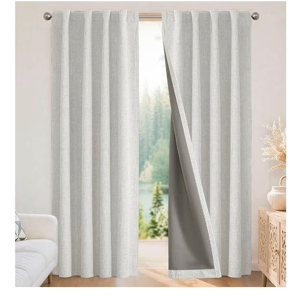 Thumbnail: Joydeco Blackout Curtains for Bedroom - Nature Linen 84 Inch Long 100% Light Blo