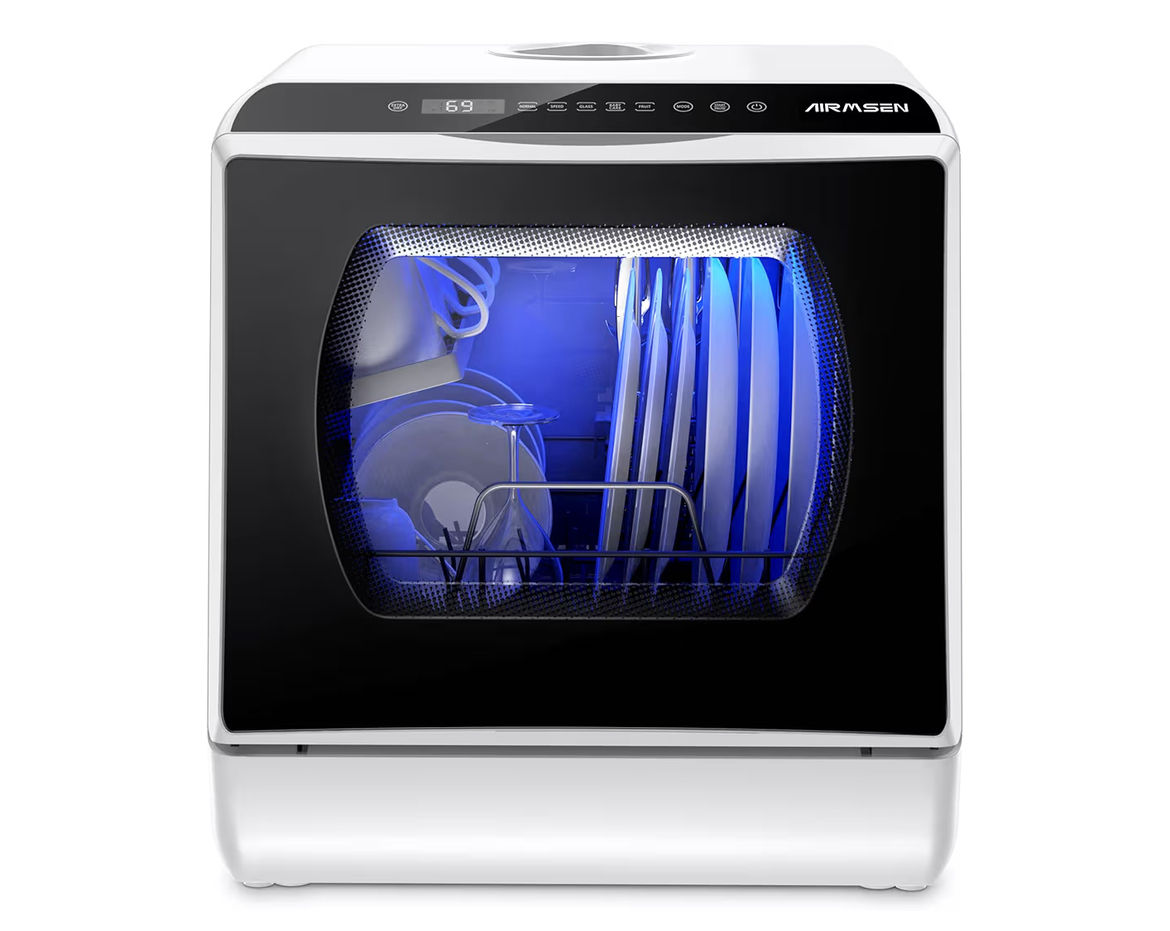 AIRMSEN Portable Countertop Dishwashers, 5 Washing Programs Mini Dishwashers wit