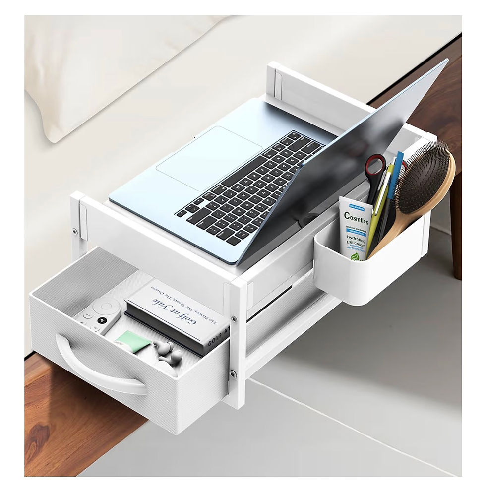 Thumbnail: Bedside Shelf for Bunk Bed, 2 Tier Clip On Bed Shelf with Drawer & Cable Managem