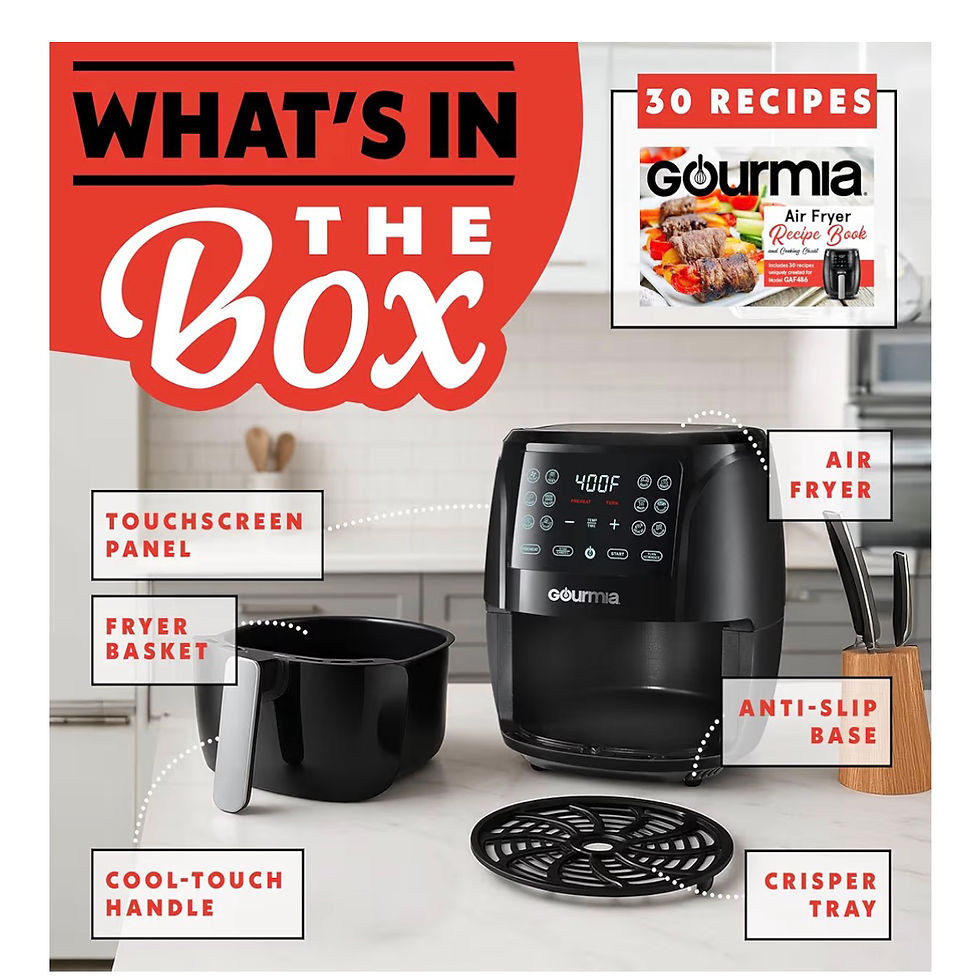 Thumbnail: Gourmia Air Fryer - 4 Qt Capacity, FryForce360º, Digital Display with 8 Presets,