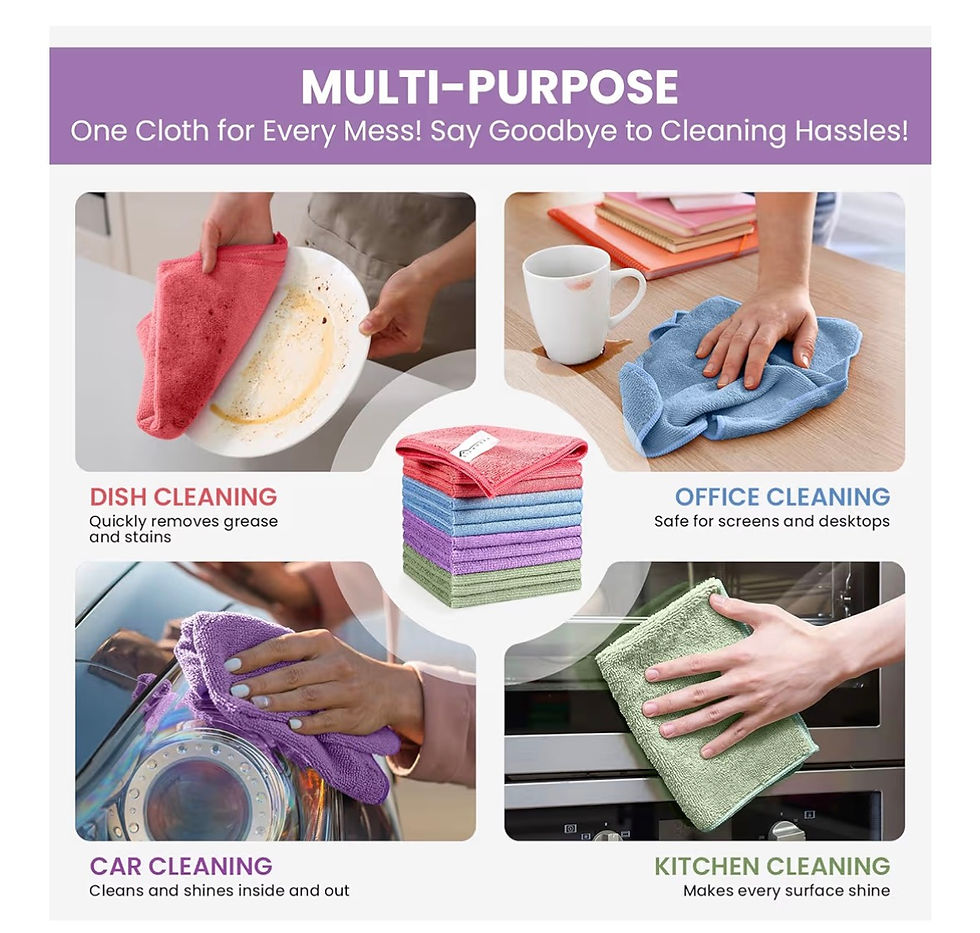 Thumbnail: Microfiber Cleaning Cloth, 12 Pack Assorted Color Cleaning Rags for Housekeeping
