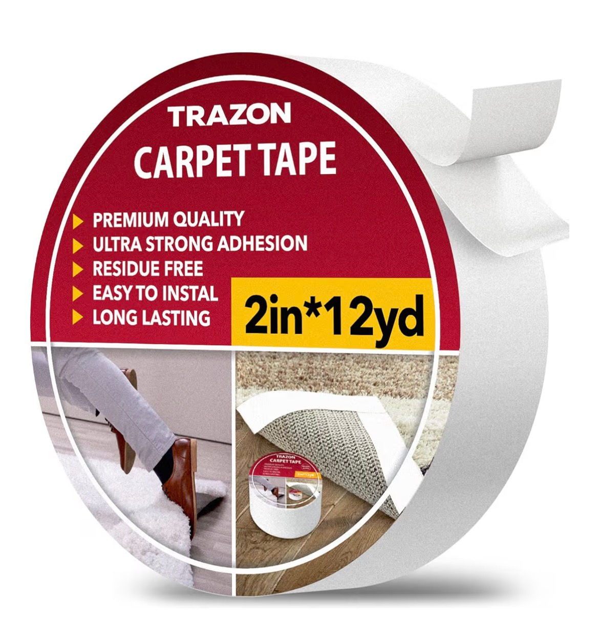 Carpet Tape Double Sided - Rug Tape Grippers for Hardwood Floors and Area Rugs -