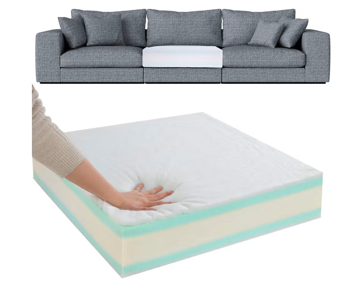 HOMBYS Memory Foam Couch Cushion Replacement, High Density Upholstery Foam Wrapp