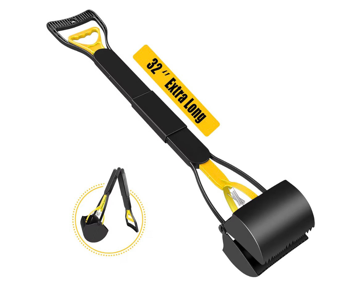 32 inch Long Handle Pooper Scooper for Dogs, Heavy Duty Foldable Dog Poop Picker