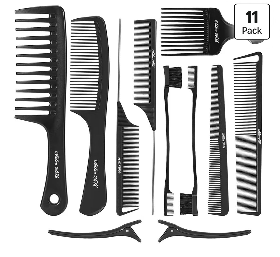 SalonSilk Professional Combs Set for Natural Black Curly Hair for Ladies