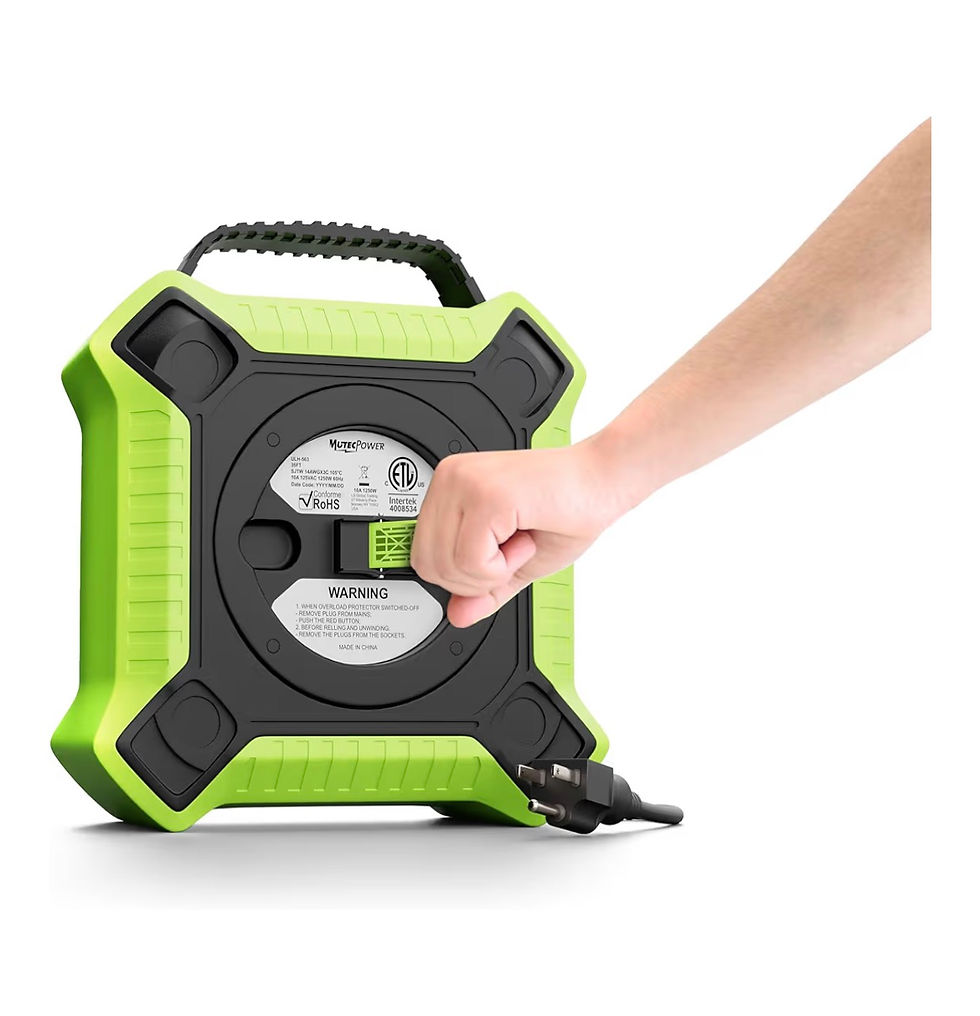 Thumbnail: 35 FT Retractable Extension Cord Reel Heavy Duty 14AWG/3C SJTW Power Cord Reel w