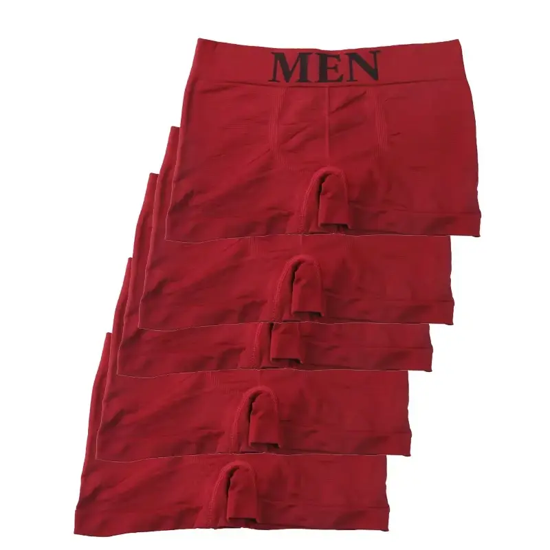 Miniatura: 5 Peças de Cuecas Boxer Masculinas Alta Elasticidade Respirável Roupa Íntima de 