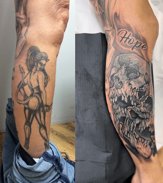 Cover Up Tattoo Arbeit von Ryan (PiiNK Tattoo Artist)