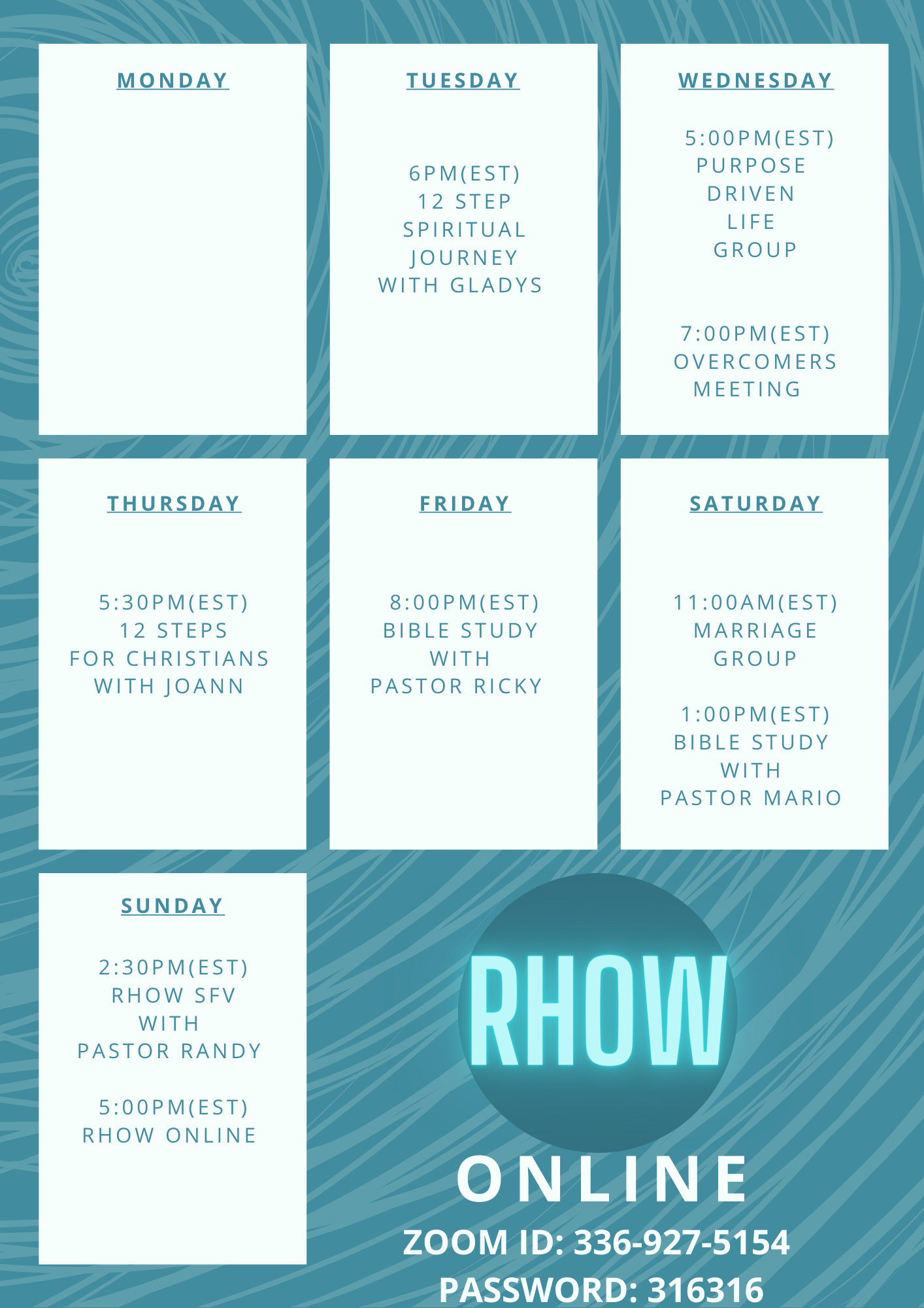 RHOW The Movement Zoom meeting schedule