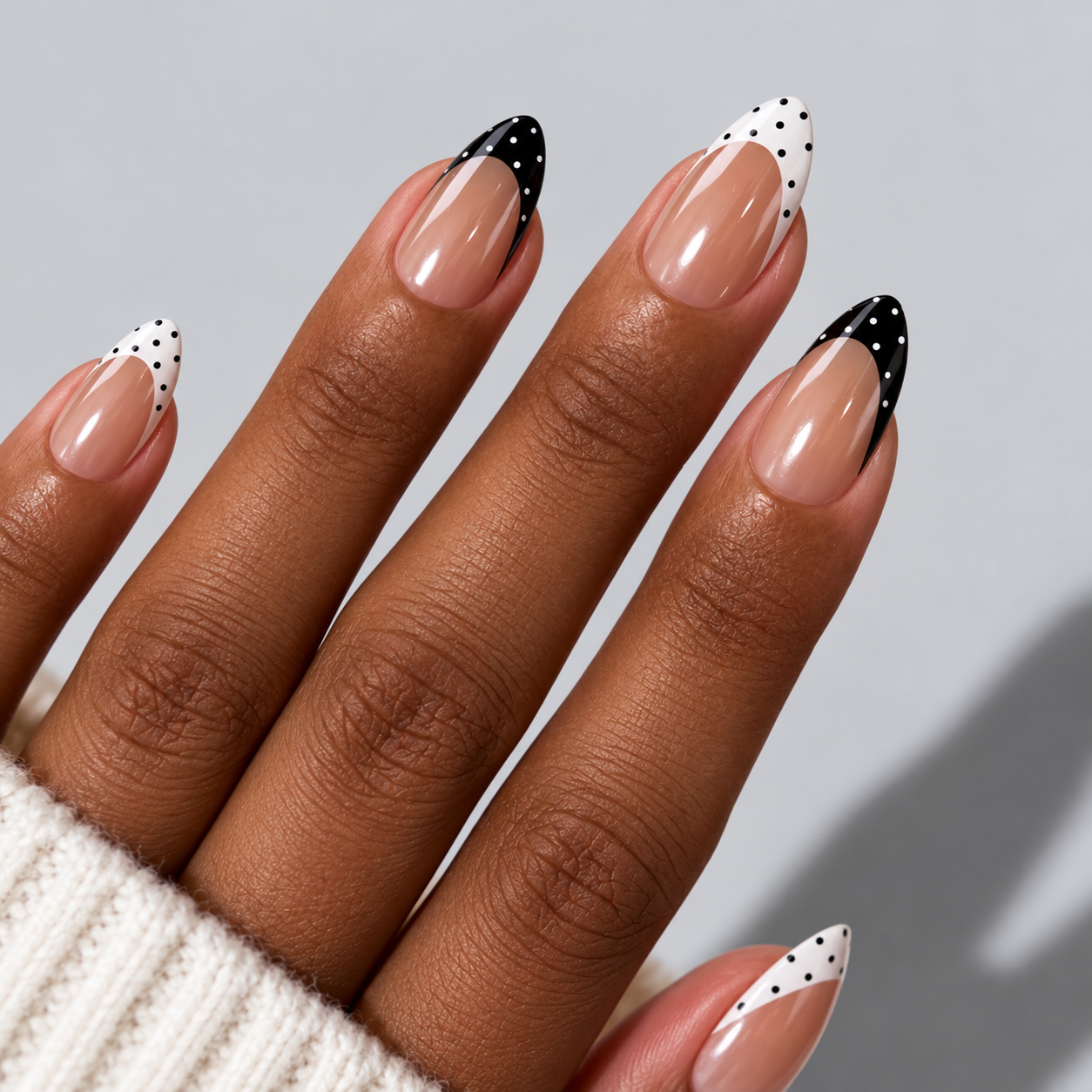 BTArtbox Polka Dot Almond Soft Gel Press-On Nails