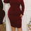 Thumbnail: All Over Long Sleeve Ruched Bodycon Midi Dress Plus Size