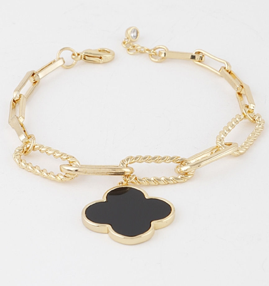 Thumbnail: Clover Pendent Double Chain Bracelet 