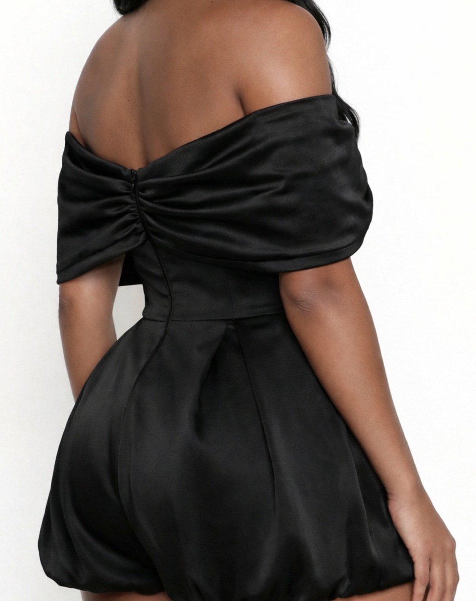 Thumbnail: Black Diamond Off Shoulder Bubble Romper
