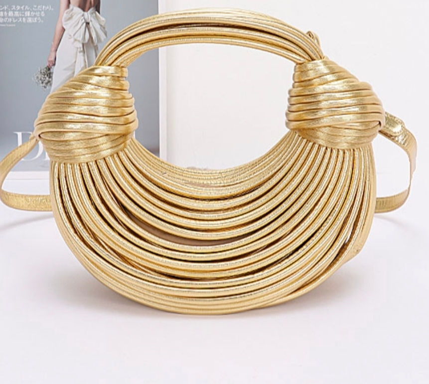 Thumbnail: Faux Leather Rope Hobo Bag