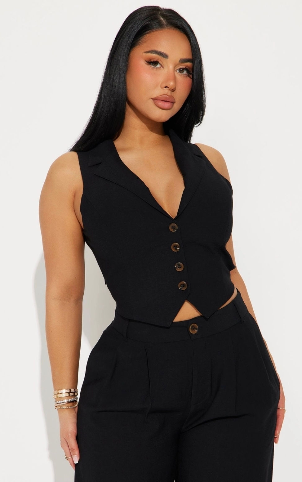 Thumbnail: Sleeveless Vest and Wide Leg Pants Set 