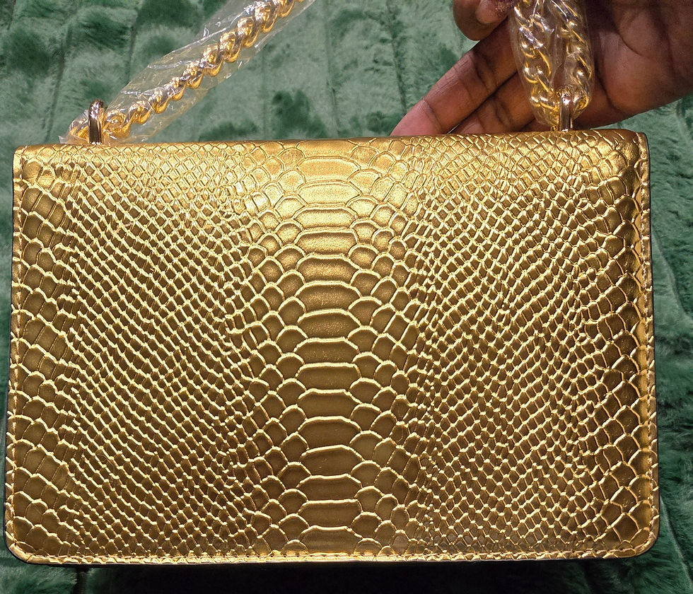 Thumbnail: Snake Accented Gold Shoulder/Crossbody Bag