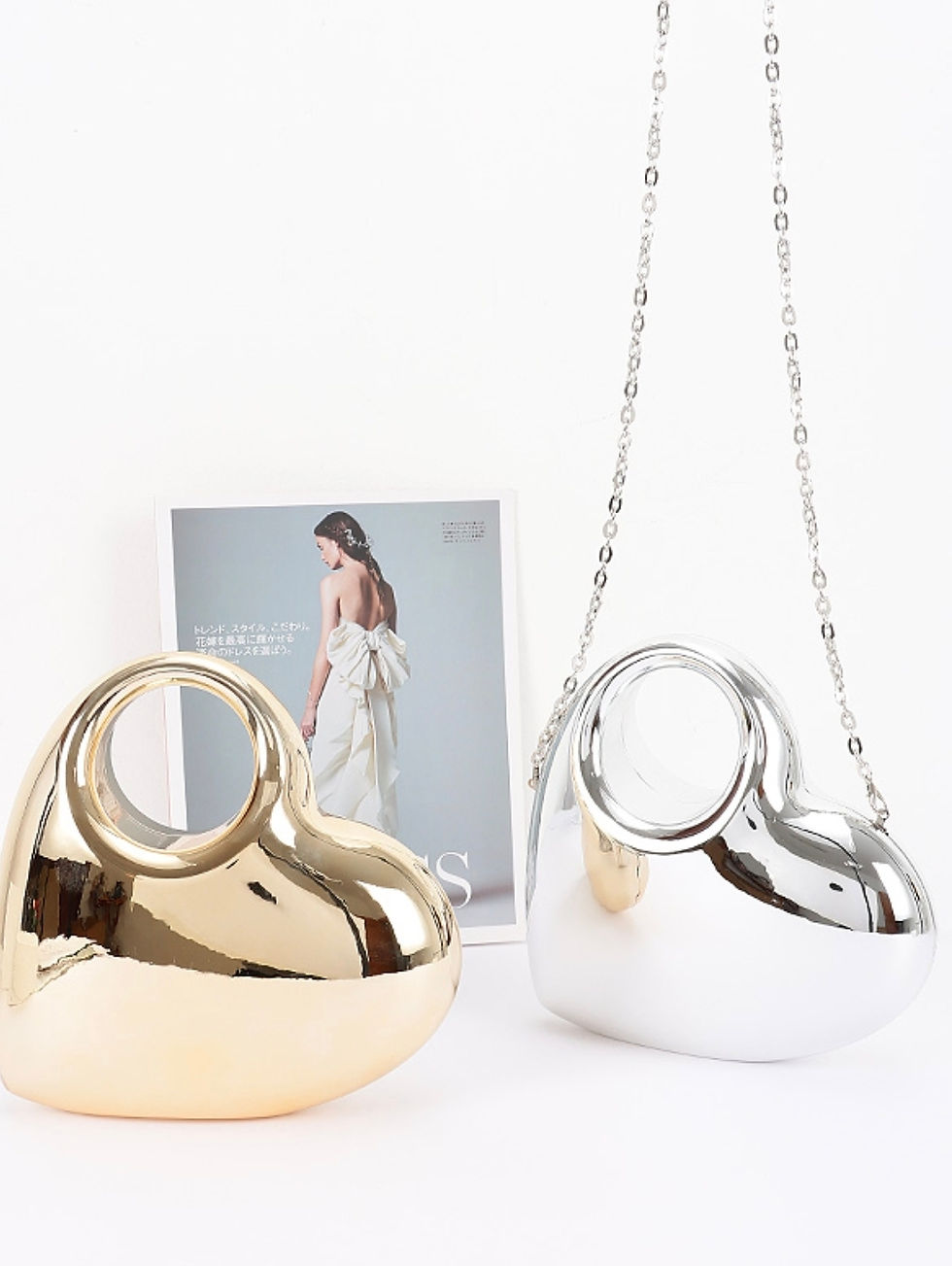 Heart Shaped Metallic Acrylic Clutch Bag