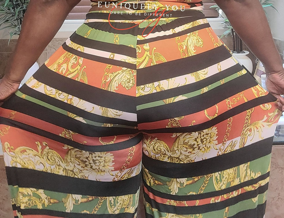 Thumbnail: Orange Multicolor Print Tube Top and Wide Leg Pants Set