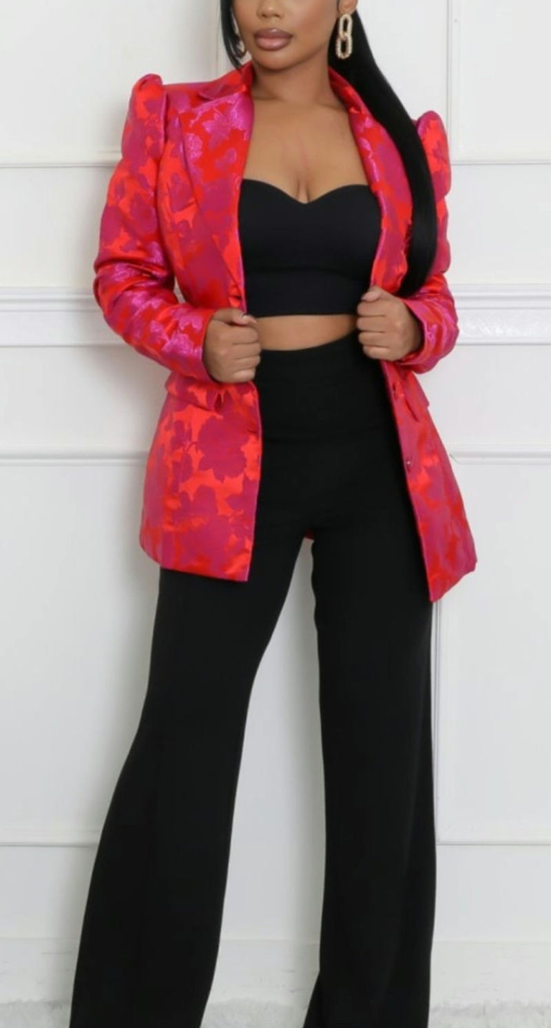 Thumbnail: Rose Design Satin Petticoat Blazer