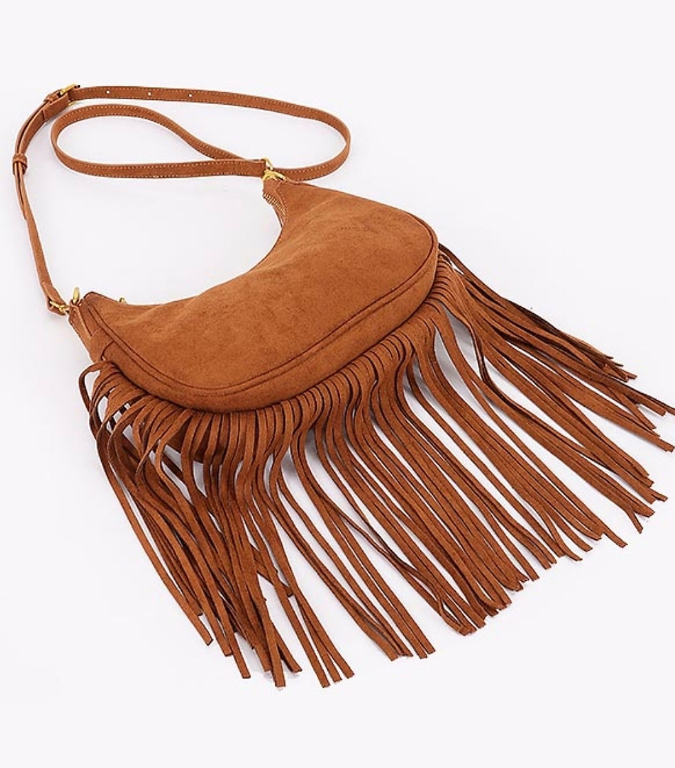 Thumbnail: Fringed Trim Suede Crossbody Bag