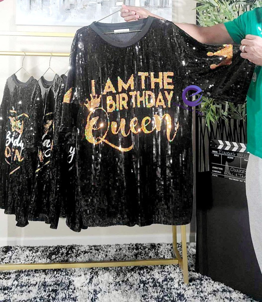 Thumbnail: I Am The Birthday Queen Sequin Shirt Dress