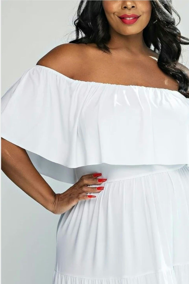 Thumbnail: Off Shoulder Tiered Maxi Dress Plus Size