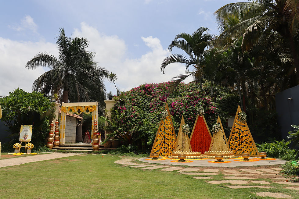 haldi backdrop and decor on outer lawns of tamara