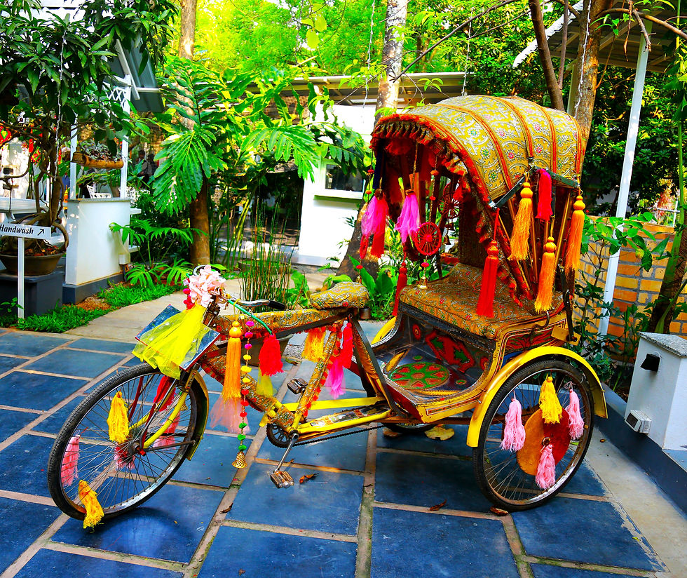 decorated rickshaw as wedding accent decor