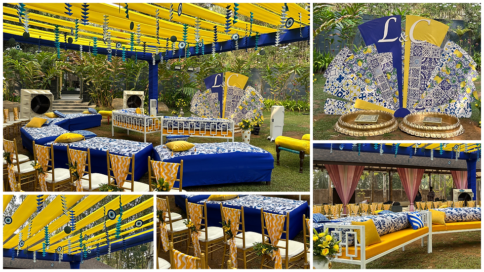 haldi and mehendi backdrop and seating decor