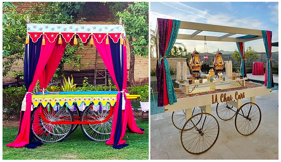 carts used in mehendi and to keep types of chai and coffee at weddings