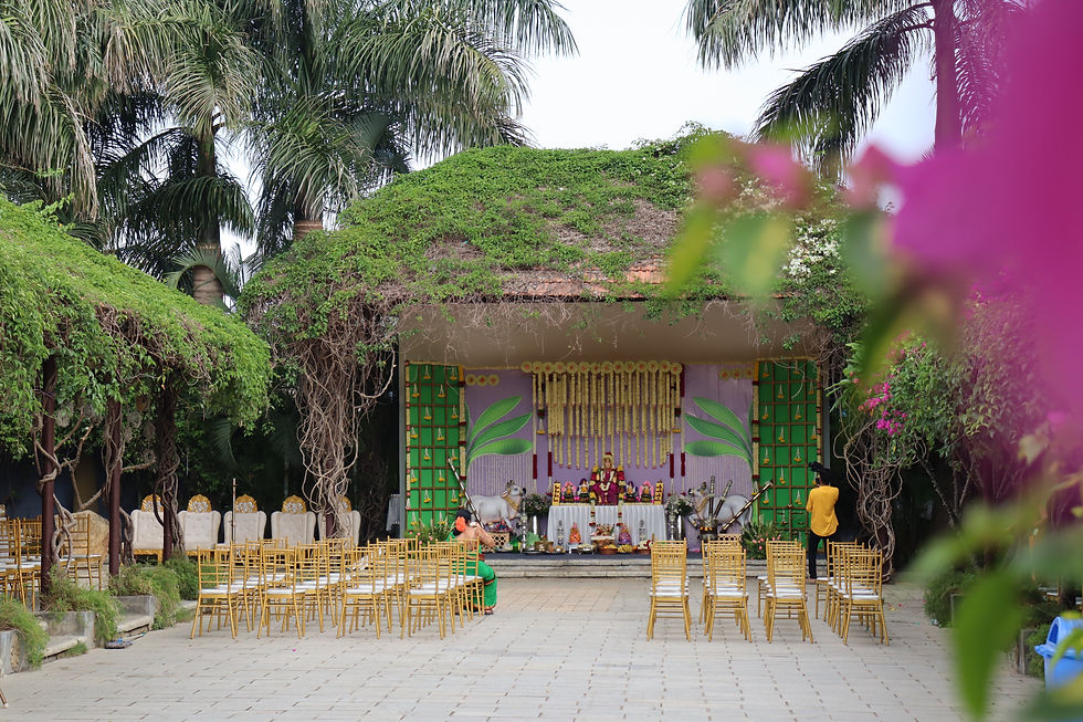 mandapam and courtyard decor for bale shastra at tamara