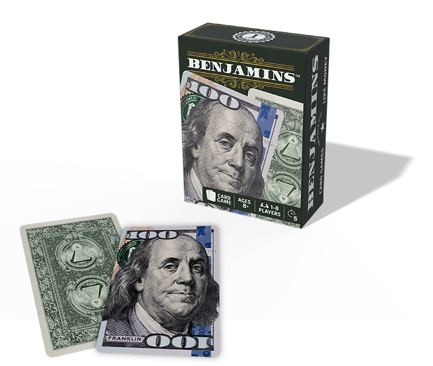 Benjamins Cash Cards box front with two-card splay showing back of card and 100 front