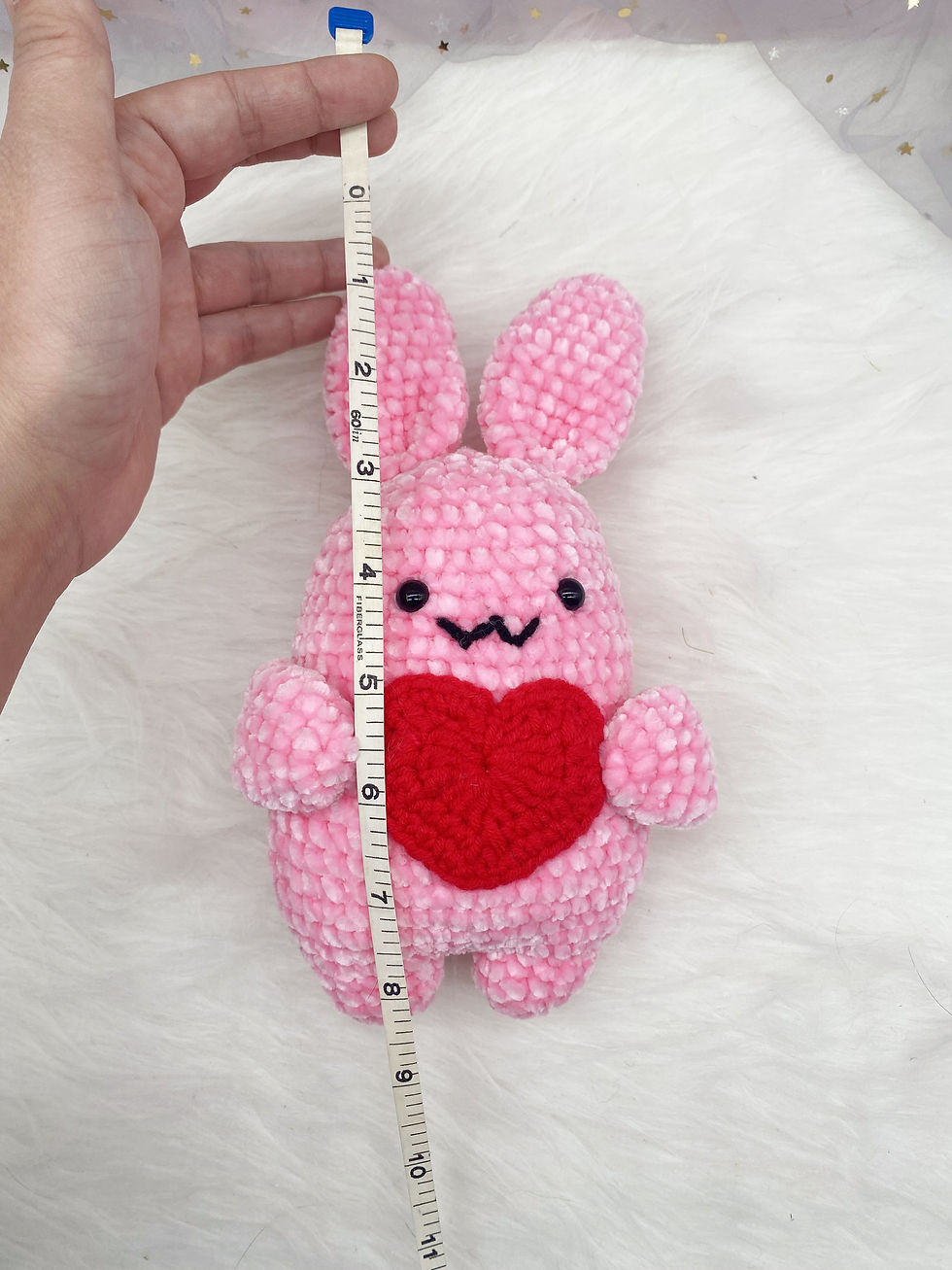 Thumbnail: Lovey the Pink Heart Bunny | Handmade Velvet Art Doll (8 inch)