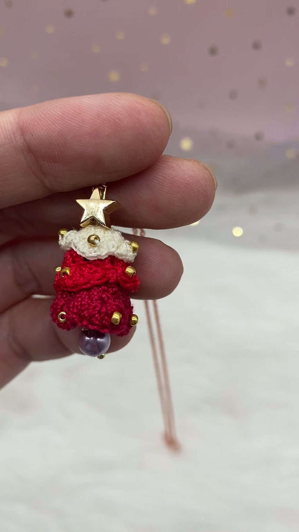 Thumbnail: Micro Crochet Christmas Tree Necklace | Festive Handmade Jewelry