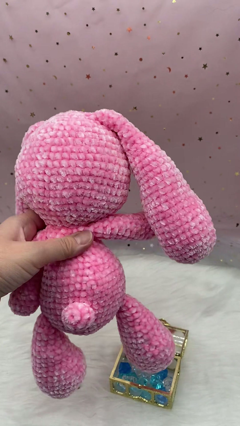 Thumbnail: Lola the Pink Lop-Eared Bunny | Large Handmade Velvet Art Doll (10 inch)