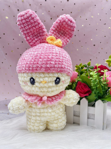 Pink Hooded Bunny | Handmade Sweet Rabbit Art Doll (9.5 inch