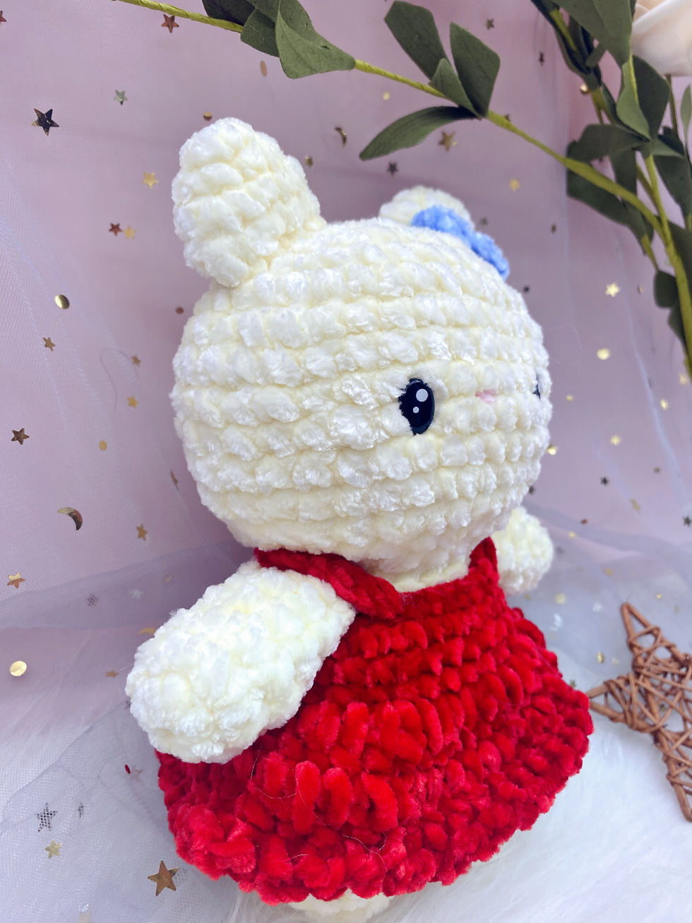 Thumbnail: Classic Ribbon Kitty | Handmade White Cat Art Doll (8.5 inch)